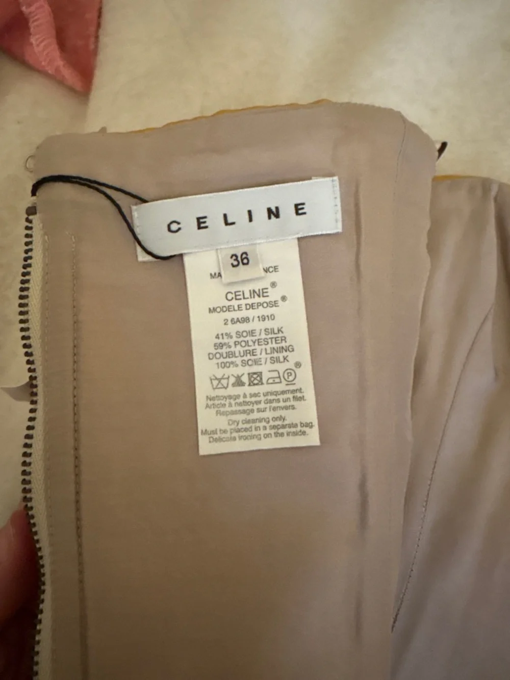 Celine Yellow Strapless Satin Dress with White Bow Panel - Picture 3 of 9